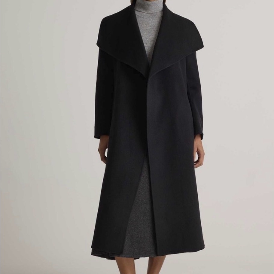 Quince Double Faced Merino Wool Drape Collar Long Coat Size Large
